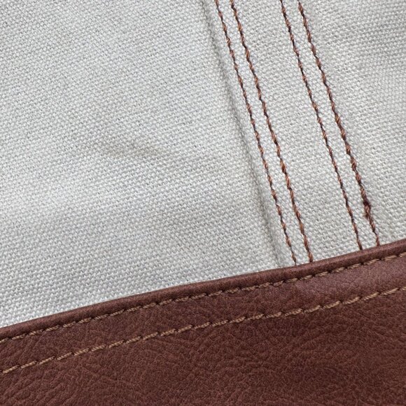 Lee Canvas Tote Bag Nautical Boat Carry All Preppy Shopper Double Handle Beige - Picture 9 of 12